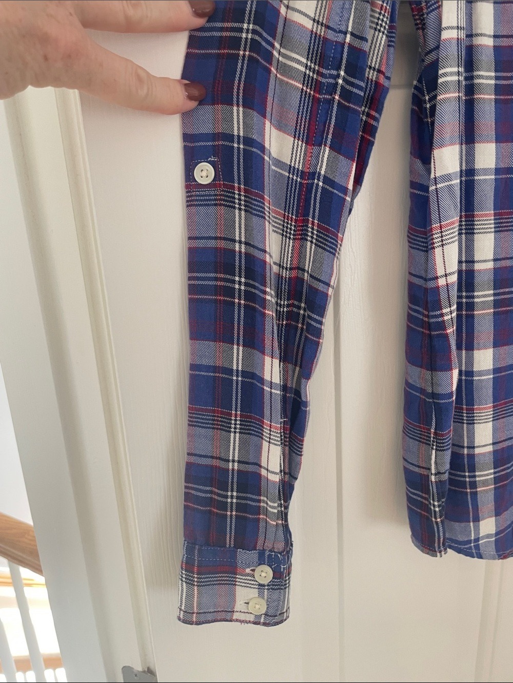 Caslon Blue White Red Plaid Button-Down Shirt - Picture 4 of 6